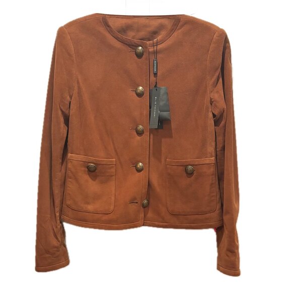 Elie Tahari Suede Military Jacket Amber Color Women's Size S NEW - Picture 1 of 12